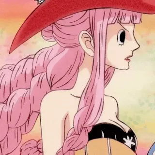 🌸 Perona One Piece Anime, One Piece, Perona, Pelo rosa, Pirata, Sombrero rojo whatsapp sticker