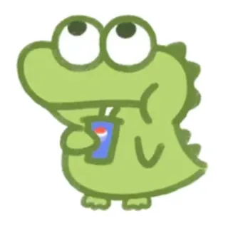 😐 crocodile, cartoon, reptile, animal, cute, beverage, soda, pepsi telegram sticker