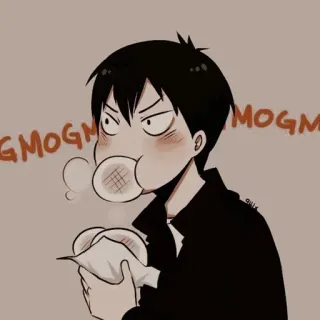 ©️ MOGMOG アニメ, カートゥーン, 食べる, 怒り, マンガ, パン, 食べ物 whatsapp sticker