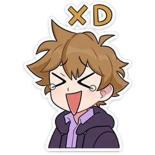 😆 XD Cartone animato, Emoji, Espressione, Felice, Ridente, Anime telegram sticker