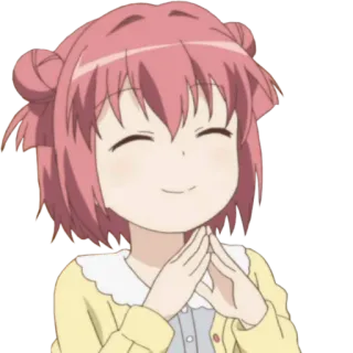😌 Anime, Fille, Mignon, Sourire, Cheveux roses telegram sticker