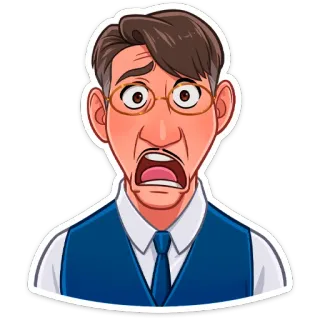 😱 ผู้ชาย, สีหน้า, กลัว, การ์ตูน, สติกเกอร์, ตกใจ telegram sticker