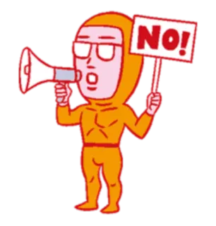 ❌ No! protesta, megafono, no, avvertimento, cartone animato, cartello whatsapp sticker