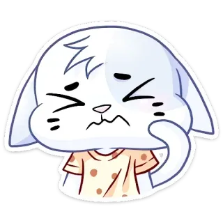 😢 漫画, うさぎ, かわいい, 可愛い, ステッカー, 動物, 哺乳類 telegram sticker