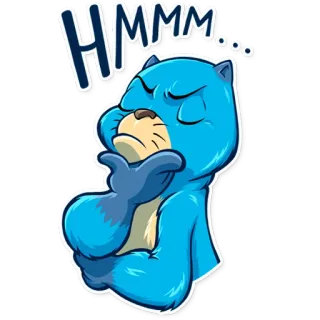 🤔 HMMM... denken, hmm, nachdenklich, blau, Cartoon, niedlich, verwirrt telegram sticker