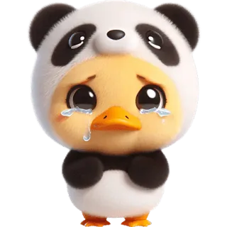 😢 pato, panda, llorando, triste, lágrimas, dibujo animado, animal, personaje telegram sticker