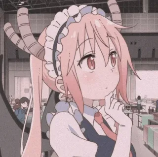 🐉 Tohru Miss Kobayashi's Dragon Maid anime, dragon, maid, cute, pink hair, anime girl, horns, wings telegram sticker