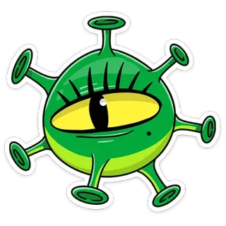 🦠 monstro, alienígena, caolho, verde, desenho animado, adesivo telegram sticker