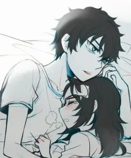 🤗 coppia, abbraccio, amore, affetto, anime, manga telegram sticker