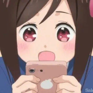 🧐 anime, girl, cute, kawaii, surprised, phone telegram sticker