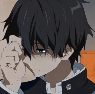 🚏 anime, manga, boy, character, black hair, sad, school uniform telegram sticker
