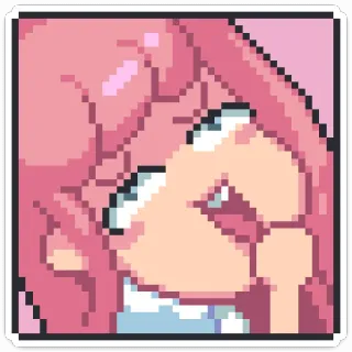 🤤 Pixel art, Anime, Capelli rosa, Carina, Ragazza, Arrossire telegram sticker