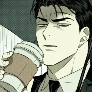 💚 hombre, café, paraguas, negocios, serio, dibujo telegram sticker