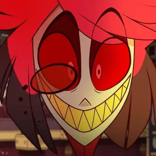 🍾 Alastor Hazbin Hotel demon, radio, uśmiechnięty, straszny, kreskówka, zły telegram sticker