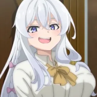 🍃 anime, girl, cute, smiling, white hair, purple eyes telegram sticker