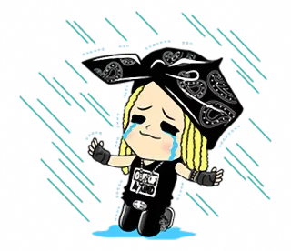 😌 sad, crying, cartoon, rain, chibi, bandana telegram sticker