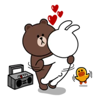 🎼 мультфильм, медведь, кролик, любовь, романтика whatsapp sticker