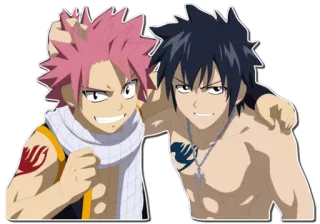 👬 Natsu Dragneel Fairy Tail anime, fairy tail, natsu, gray, sticker, characters telegram sticker