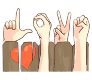 ❤ LOVE amor, manos, corazón, signo de paz telegram sticker