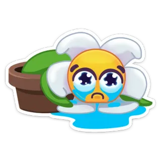 😭 fleur, pleurer, triste, emoji, plante, larmes telegram sticker