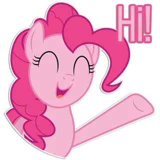 😙 Pinkie Pie My Little Pony Hi! pinkie pie, my little pony, hola, hola, dibujos animados, poni, animado telegram sticker
