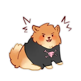 😈 หมา, หัวกะโหลก, การ์ตูน, สัตว์, ปอมเมอเรเนียน, โกรธ telegram sticker