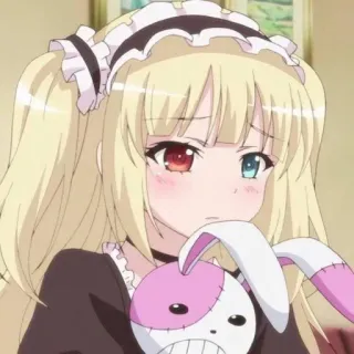 🧃 Anime, Chica, Rubia, Linda, Sirvienta, Heterocromía, Conejo telegram sticker