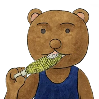 😀 ours, maïs, manger, animal, nourriture, dessin animé telegram sticker
