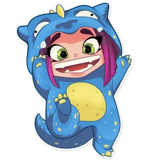 😀 dessin animé, enfant, monstre, costume, mignon, personnage, animation whatsapp sticker