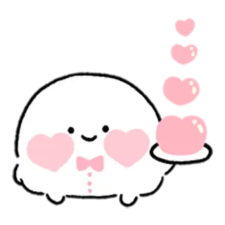 🍽 dễ thương, kawaii, quái vật, tình yêu, trái tim, nơ telegram sticker