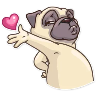 😘 pug, cachorro, coração, amor, adesivo, fofo, animal telegram sticker