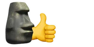 🗿 ยกนิ้ว, เกาะอีสเตอร์, โมไอ, อีโมจิ, บวก, ถูกใจ, หิน, รูปปั้น telegram sticker