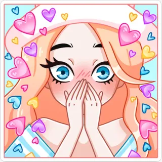 🙊 мультфильм, сердце, девушка, милый, стикер, иллюстрация telegram sticker