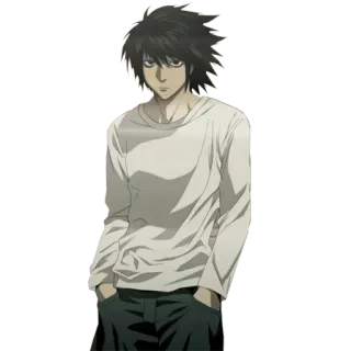 😐 L Lawliet Death Note Anime, Detective, L, Death Note, Personaggio telegram sticker