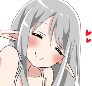 ☺️ Anime, Dziewczyna, Elf, Słodkie, Serca, Kawaii telegram sticker