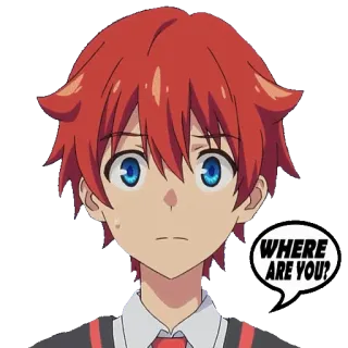 😑 WHERE ARE YOU? Anime, Frage, Wo bist du?, Cartoon, Junge telegram sticker