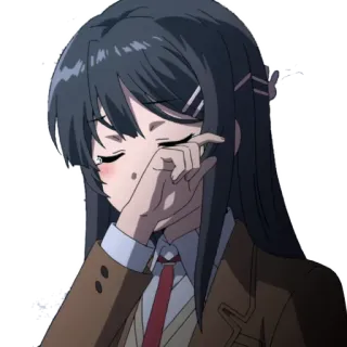 😢 Mai Sakurajima Rascal Does Not Dream of Bunny Girl Senpai anime, ragazza, piangere, triste, Sakurajima telegram sticker