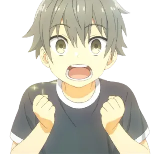 🤩 アニメ, 少年, 興奮, お祝い, 幸せ, 青春, 漫画 telegram sticker