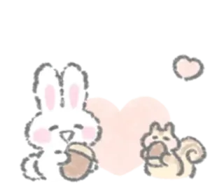 💉 lapin, lapin, écureuil, mignon, animaux, cœur, amitié telegram sticker