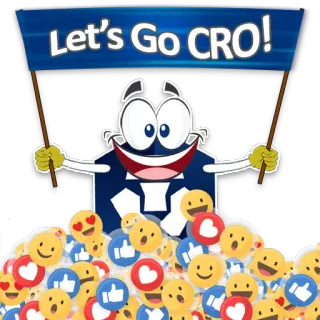 😍 Let's Go CRO! Desenho animado, Emojis, Celebração, Apoio, Polegar para cima telegram sticker