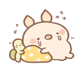 😭 น่ารัก, เศร้า, เต่า, หมู, ร้องไห้, การ์ตูน, คาวาอิ telegram sticker