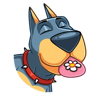 😛 собака, животное, мультфильм, питомец, цветок, милый telegram sticker