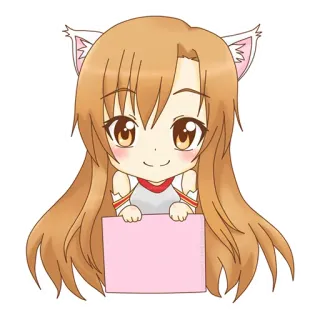 🤗 애니메이션, 카와이, 귀여운, 만화, 여자, 고양이 귀, 치비 telegram sticker