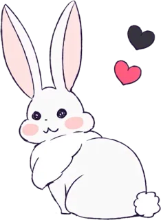 🐰 coelho, animal, fofo, kawaii, coração, desenho animado, adesivo telegram sticker