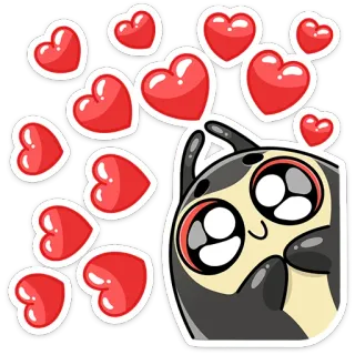 ❤️ hati, cinta, imut, kartun, stiker, binatang whatsapp sticker