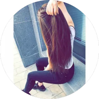🍃 menina, mulher, cabelo, morena, sentada, retrato telegram sticker