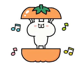 🍄 coelho, desenho animado, kawaii, laranja, fofo, animal, adesivo telegram sticker