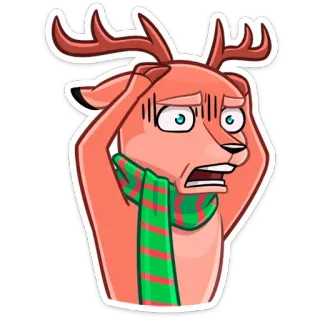 😱 鹿, トナカイ, クリスマス, マフラー, 漫画, ストレス telegram sticker