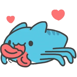 😝 cartoon, octopus, love, hearts, cute telegram sticker
