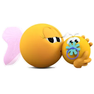 👶 อีโมจิ, น่ารัก, จูบ, เด็ก, สีเหลือง, จุกนมหลอก telegram sticker